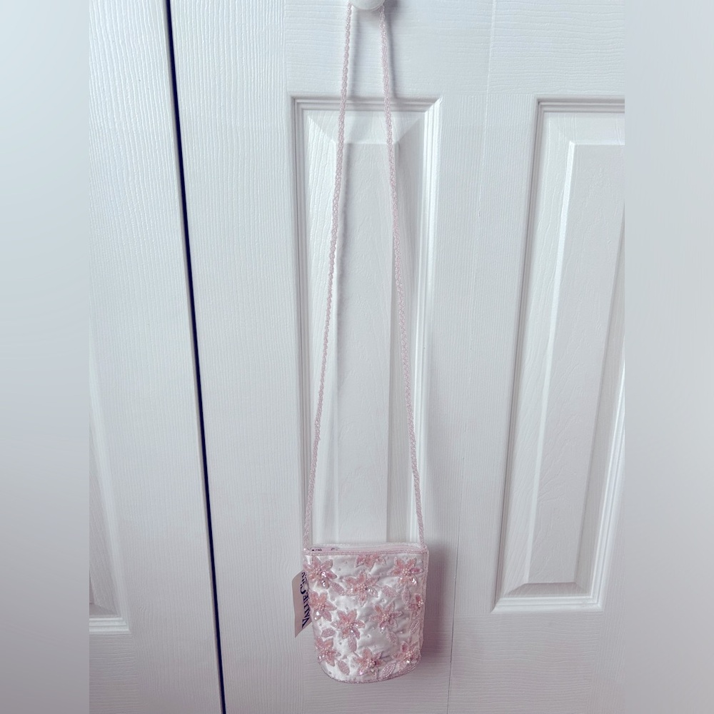 NWT Vintage SASHA Pink Satin Beaded Sequin Shoulder Mini Bag